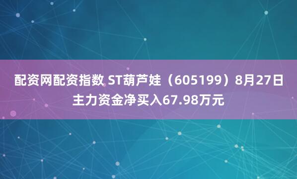 配资网配资指数 ST葫芦娃（605199）8月27日主力资金净买入67.98万元